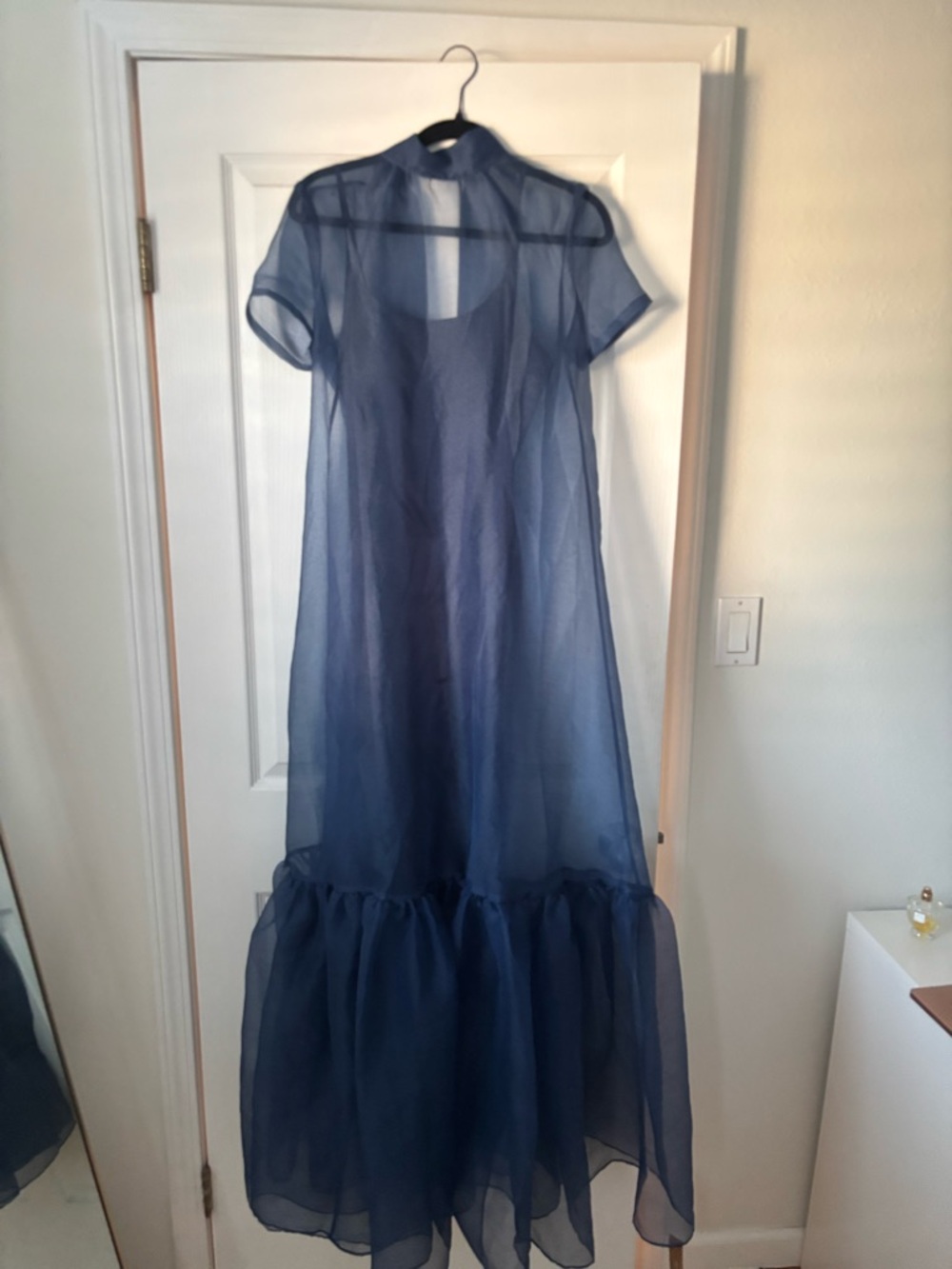 Navy Sheer Bow-Back Maxi Dress - Picture 3 of 4
